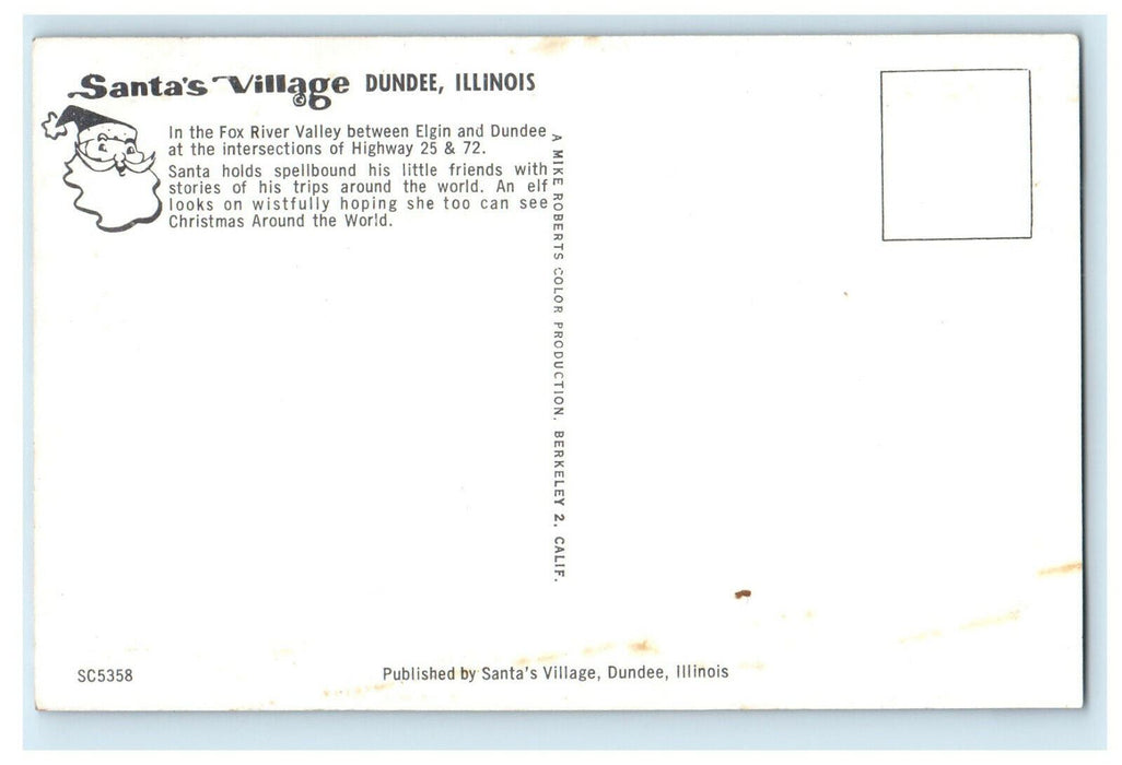 c1960s Santa's Village Dundee Illinois IL Unposted Vintage Postcard