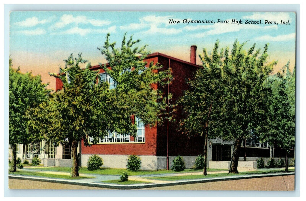 c1940's New Gymnasium Peru High School Indiana IN Unposted Vintage Postcard