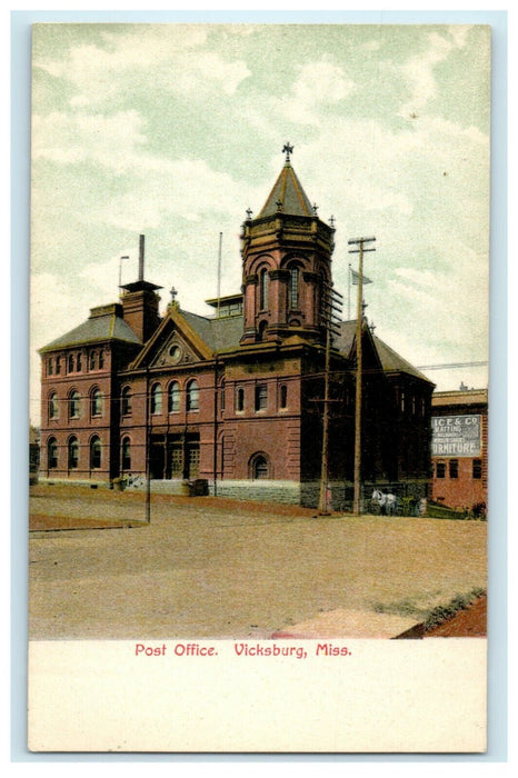 c1905 Post Office Vicksburg Mississippi MS Unposted Antique Postcard