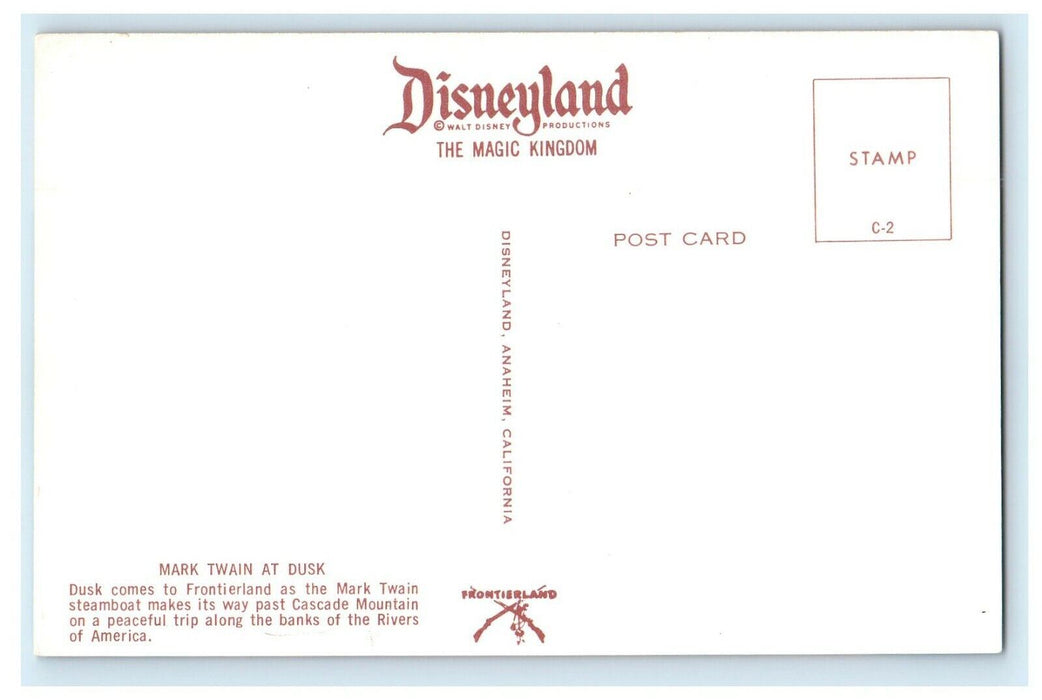 Disneyland Mark Twain Steamboat River Trip Dusk Frontierland Anaheim CA Postcard