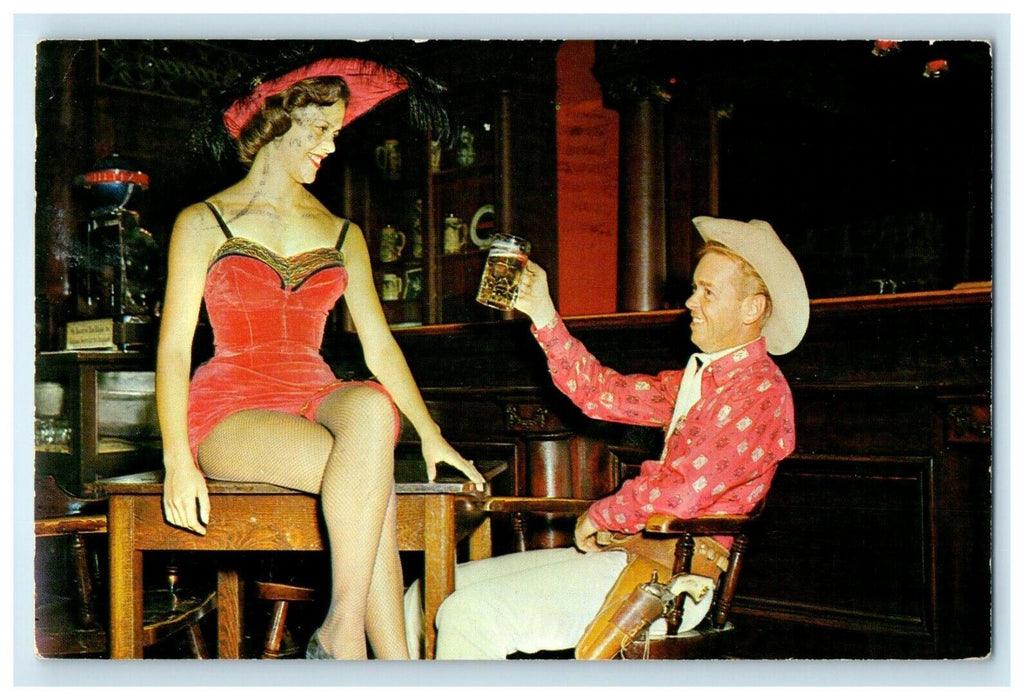 1965 Frontier City Pretty Bar Girl Deputy Toast Oklahoma City OK Postcard