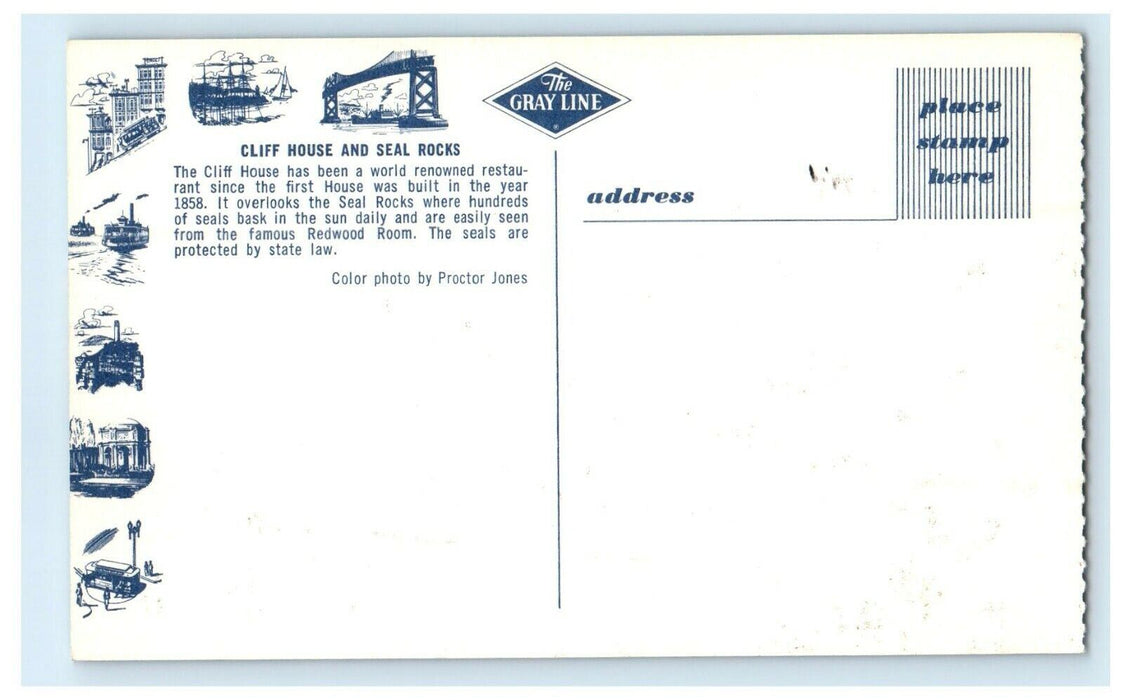 The Cliff House And Seal Rocks  Restaurant Cars Bus San Francisco CA Postcard