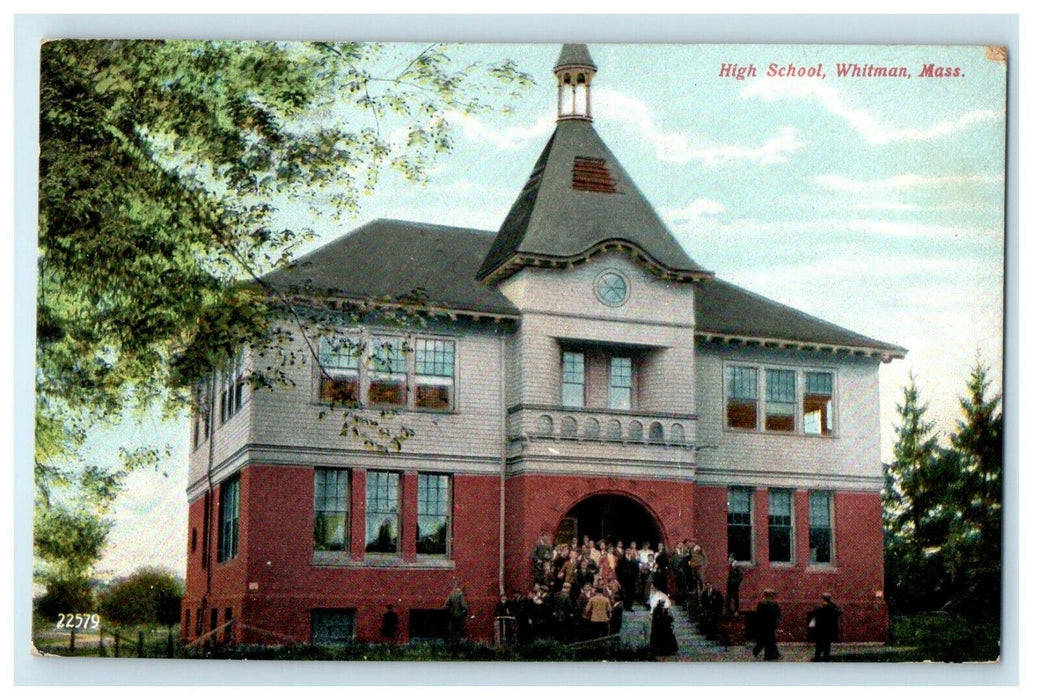 1908 The High School Building Whitman Massachusetts MA Antique Postcard