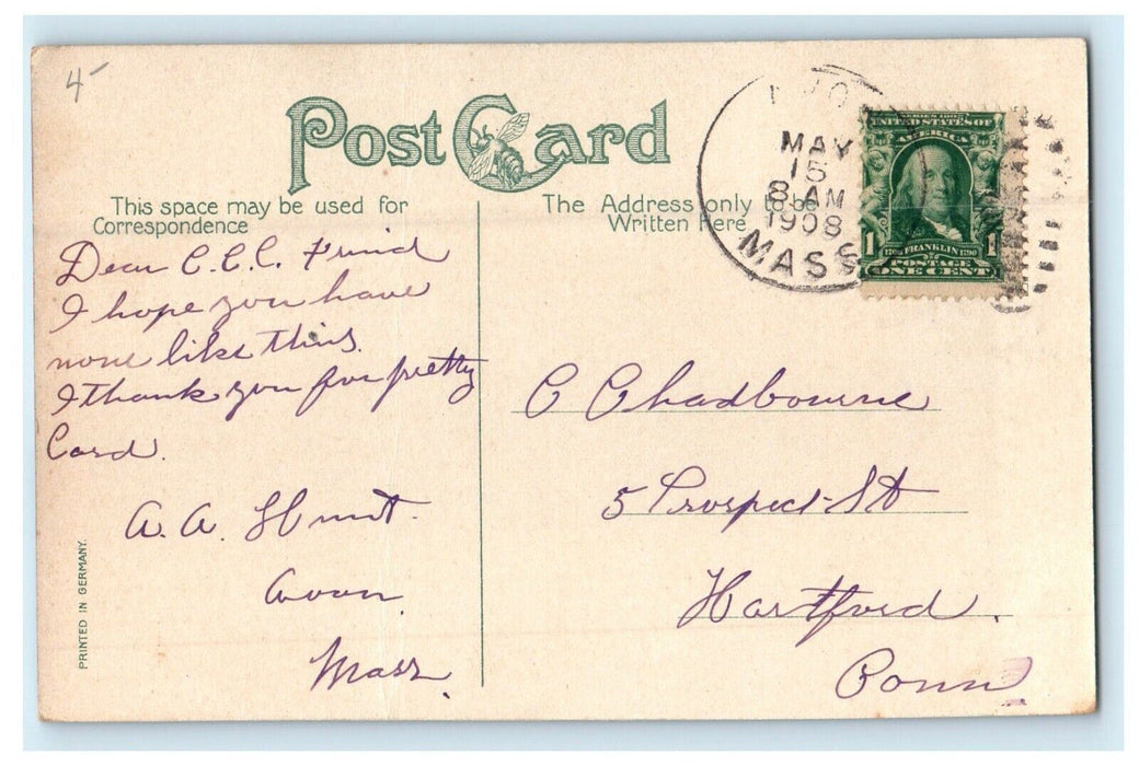 1908 The High School Building Whitman Massachusetts MA Antique Postcard