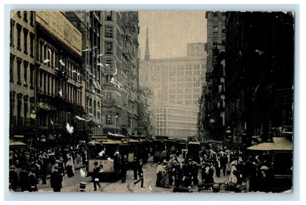 1911 View Of Broadway Trolley Train New York NY, Stone Creek Ohio OH Postcard