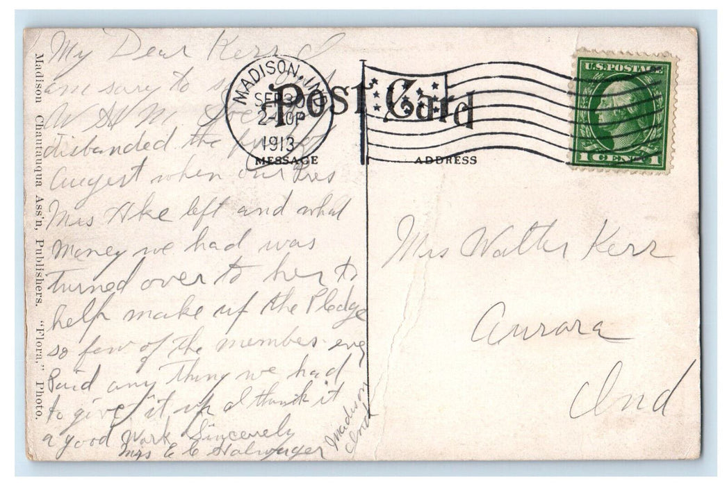 1913 Indiana Avenue Chautauqua Madison Indiana IN Posted Antique Postcard