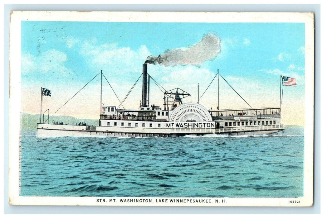 c1932 Str. Mt. Washington, Lake Winnepesaukee New Hampshire NH Vintage Postcard
