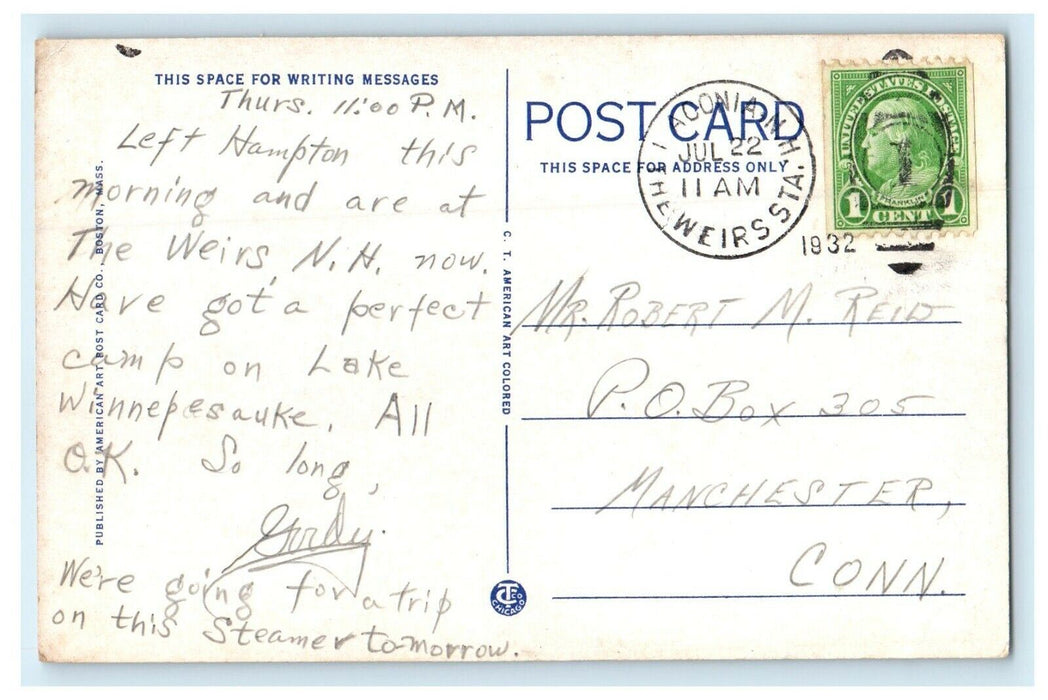 c1932 Str. Mt. Washington, Lake Winnepesaukee New Hampshire NH Vintage Postcard