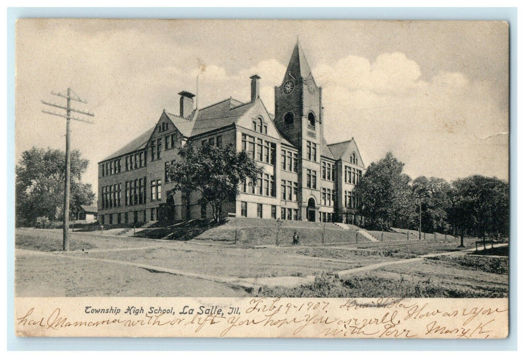 1907 Township High School Rotograph La Salle Illinois IL Vintage Posted Postcard