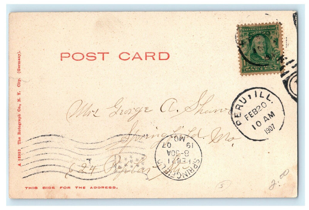 1907 Township High School Rotograph La Salle Illinois IL Vintage Posted Postcard