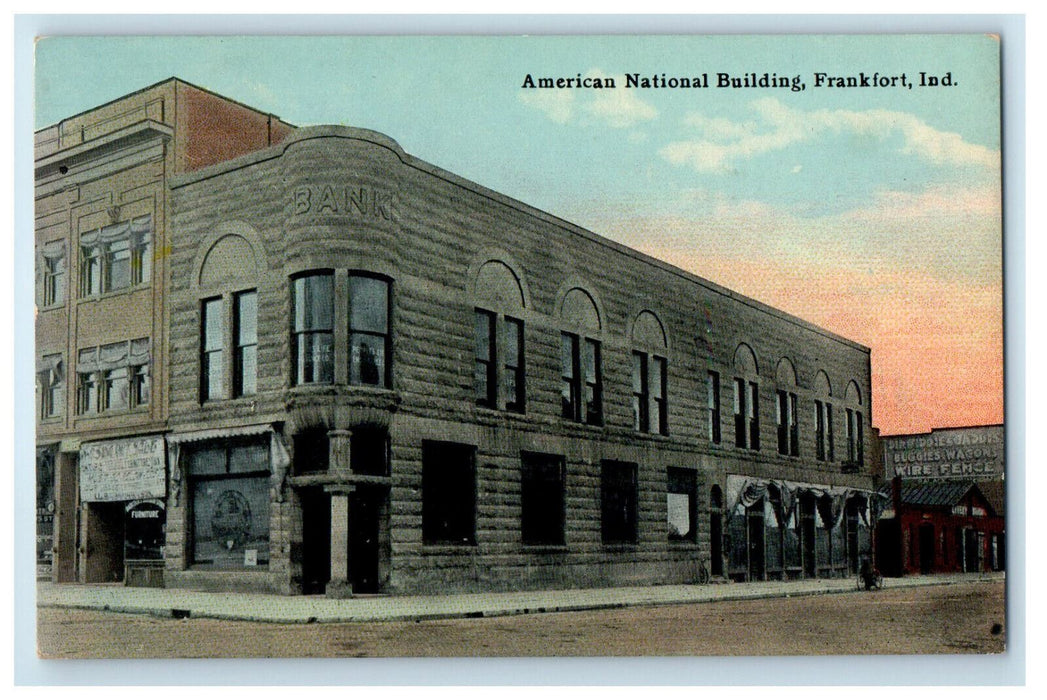 c1910 American National Building Frankfort Indiana IN Unposted Postcard