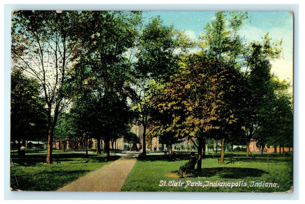 c1909 Greeting Letter St. Clair Park, Indianapolis, IN Vintage Postcard