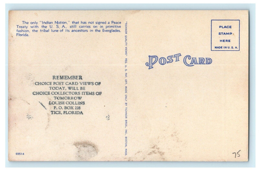 Seminole Nation Mothers Day Holds Babies Miami Florida FL Unposted Postcard
