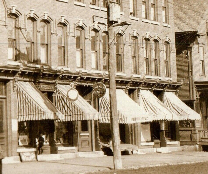 1908 Centennial Block Morrisville Vermont VT Drugs Dentist RPPC Photo Postcard