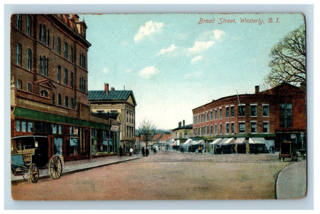 1910 Broad Street View, Westerly, Rhode Island RI Antique Unposted Postcard