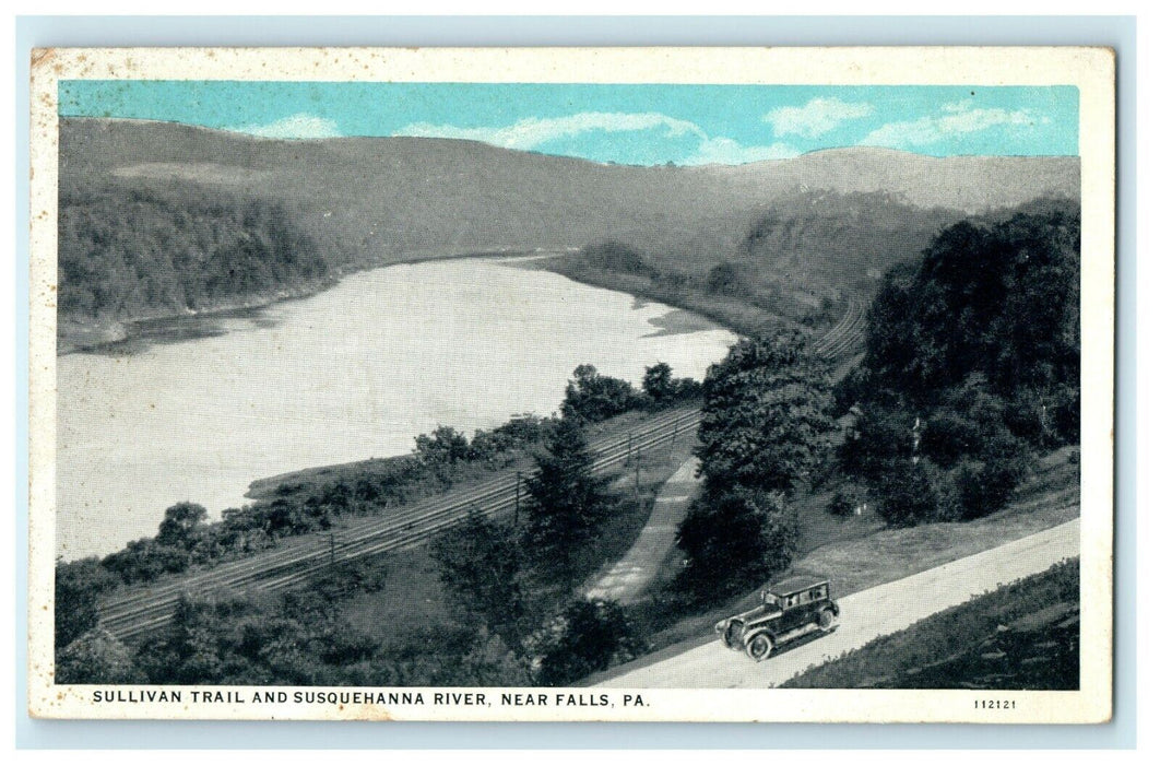 1927 Sullivan Trail And Susquehanna River Near Falls Pennsylvania PA Postcard
