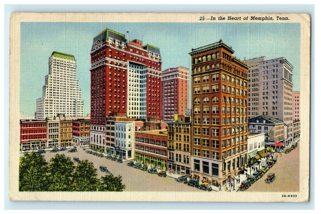 c1920's In the Heart of Memphis, Tennessee TN Vintage Advertising Postcard