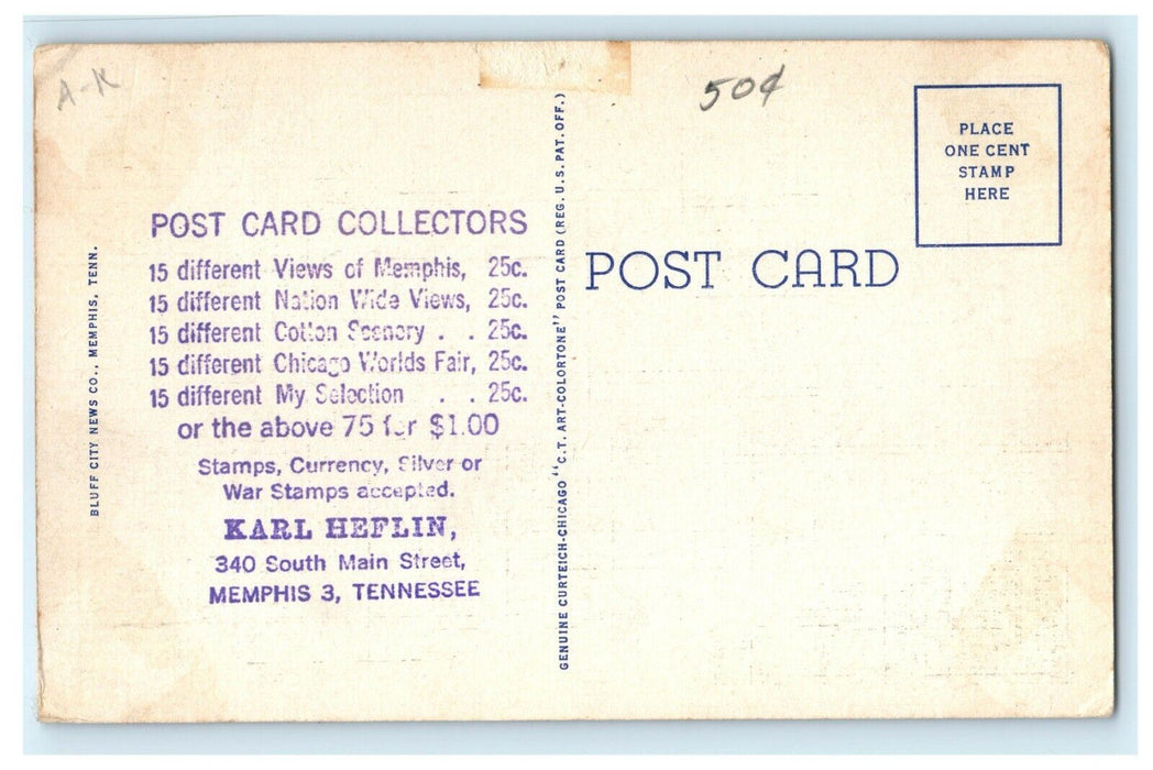 c1920's In the Heart of Memphis, Tennessee TN Vintage Advertising Postcard