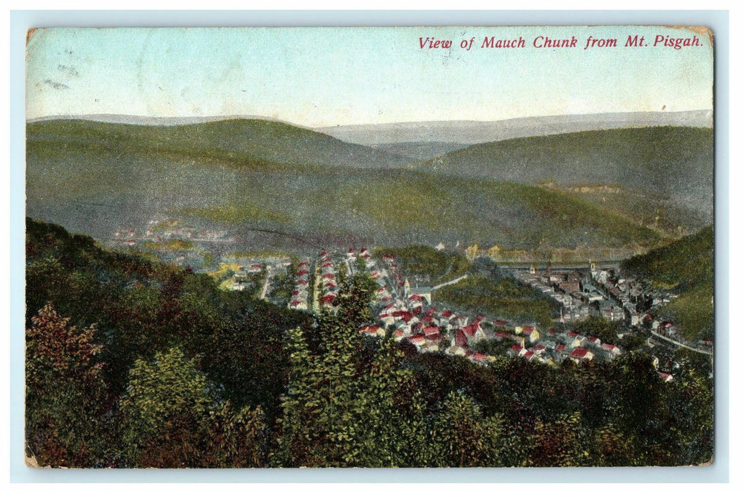 1909 Summit Hill PA, Mauch Chunk from Mount Pisgah, North Carolina NC Postcard