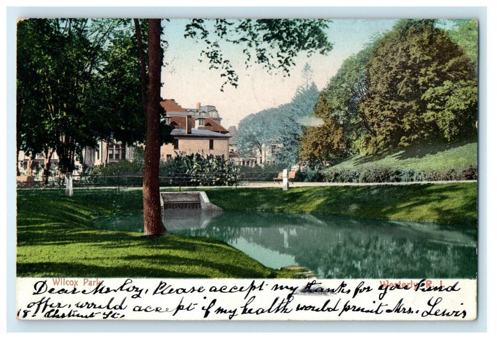 1907 Nature Scene at Wilcox Park, Westerly, Rhode Island RI Antique Postcard