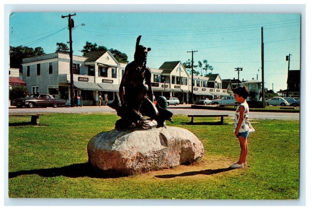 1967 Statue of Chief Ninigret Watch Hill, Rhode Island RI Cancel Postcard