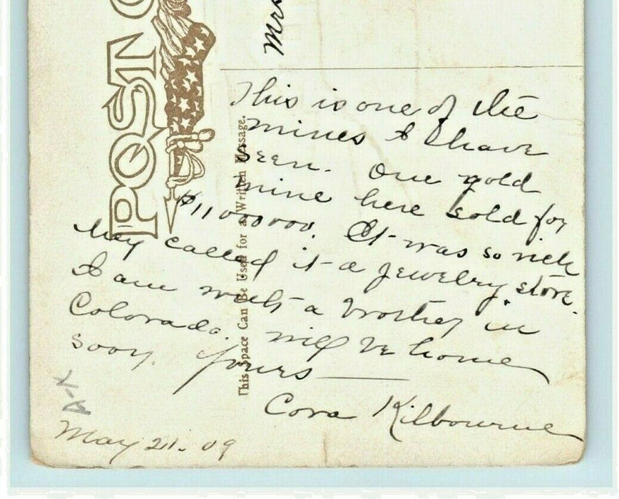 1909 Portland Mine Cripple Creek Colorado CO Gold Embossed Read Comment Postcard