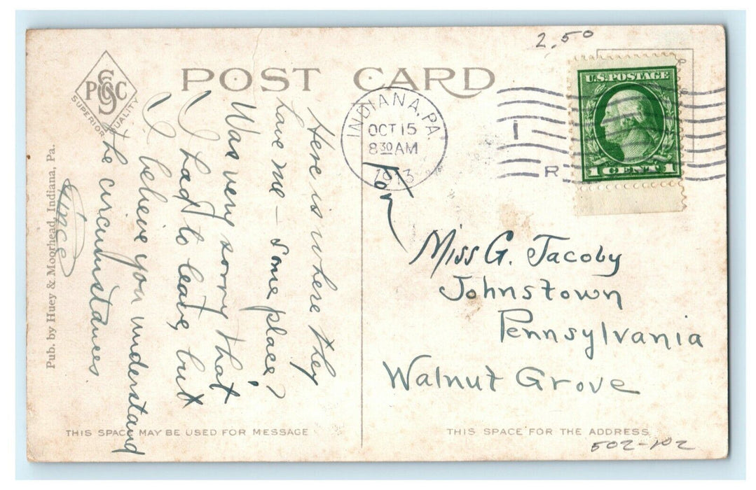 1913 Indiana County Home, Indiana Pennsylvania PA Antique Posted Postcard