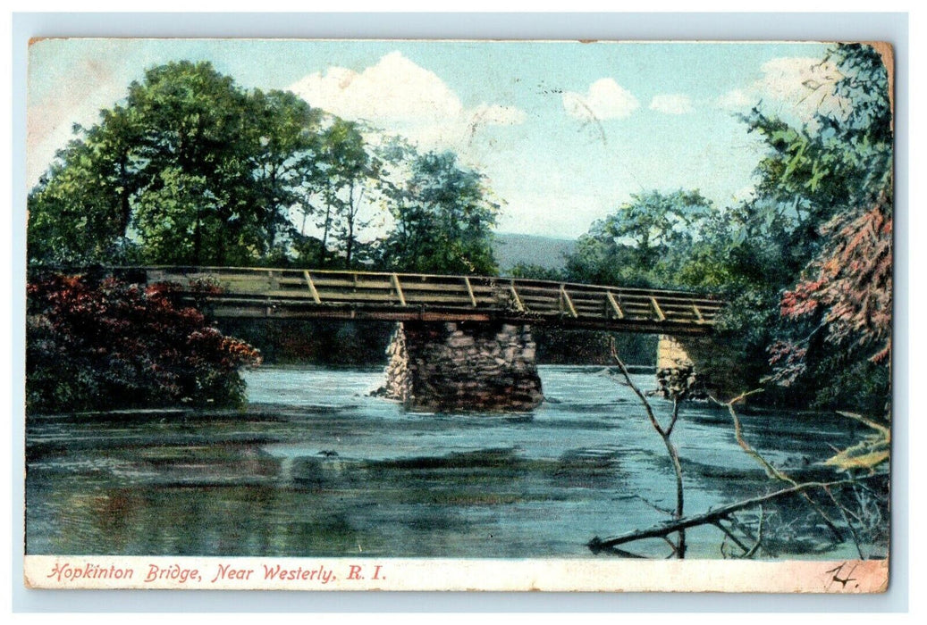 1908 Hopkinton Bridge Scene Near Westerly, Rhode Island RI Antique Postcard