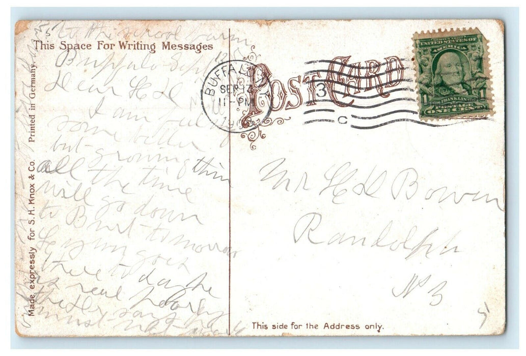 1908 Steamer Ship Scene In Buffalo Harbor New York NY Posted Antique Postcard