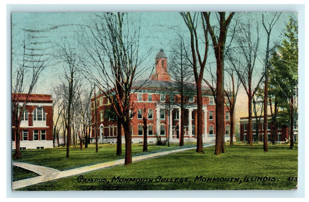 1917 Campus, Monmouth College, Monmouth Illinois Antique Postcard