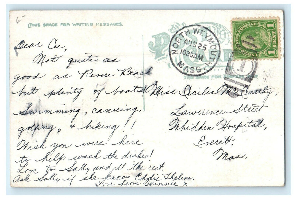 c1910 Landing At Bay View, Wessagusett In Distance Massachusetts MA Postcard
