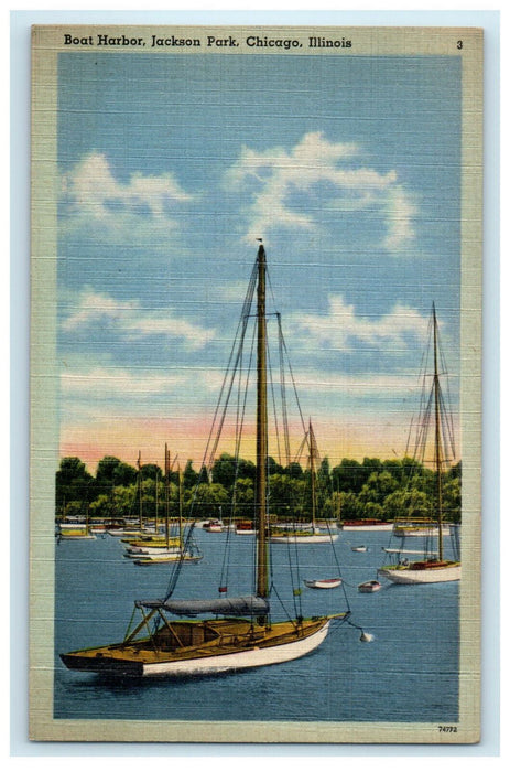 c1940s Boat Harbor, Jackson Park, Chicago Illinois IL Unposted Postcard