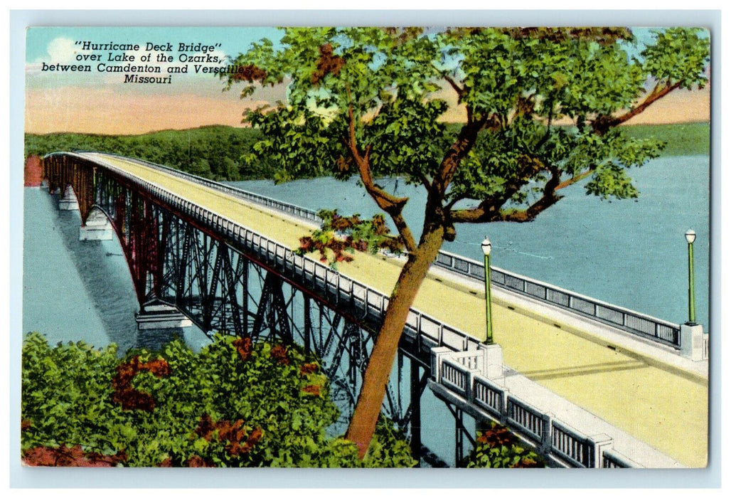 c1940s Hurricane Deck Bridge Over Lake of the Ozarks Missouri MO Postcard