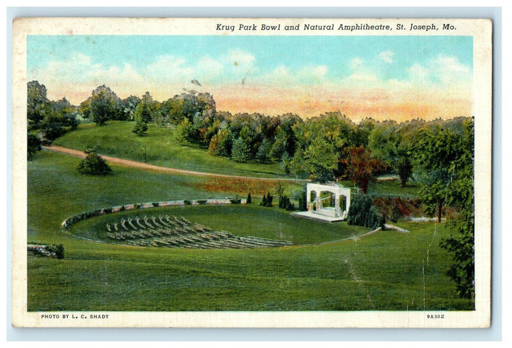 1940 Krug Park Bowl and Natural Ampitheatre St. Joseph Missouri MO Postcard