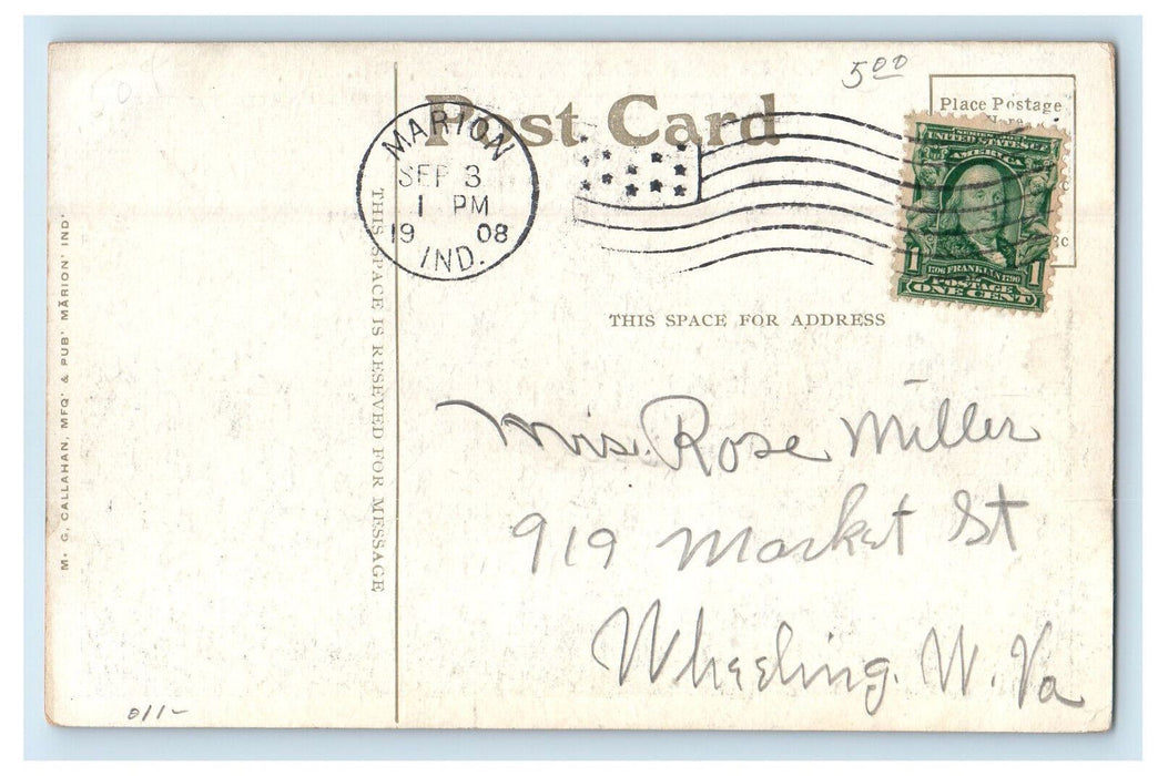 1908 Clover Leaf Station Marion Indiana IN Posted Antique Postcard