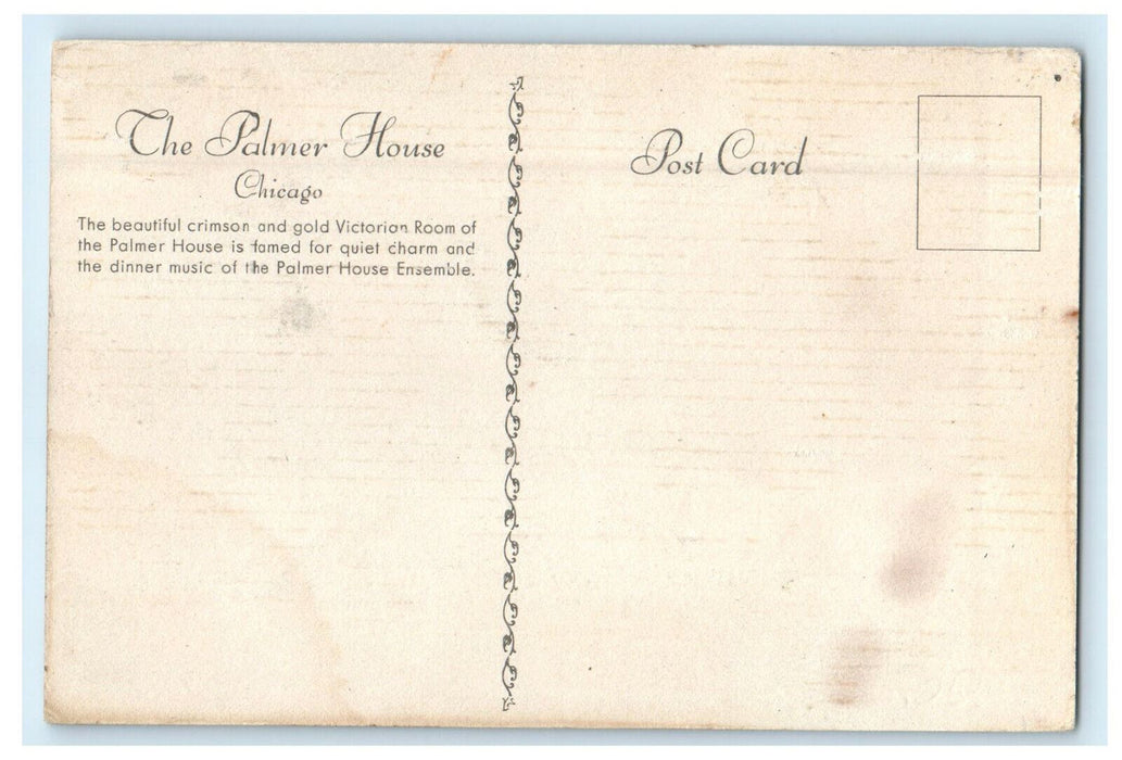 c1940s Victorian Room The Palmer House Chicago Illinois IL Unposted Postcard