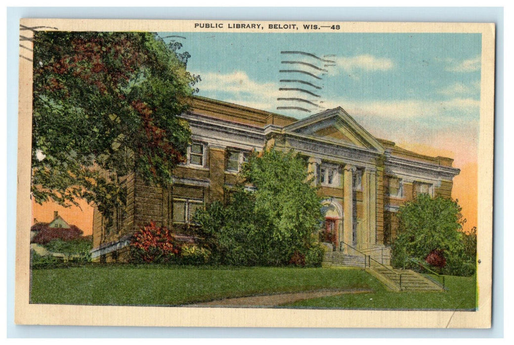 1949 Public Library, Beloit Wisconsin WI Vintage Posted Postcard