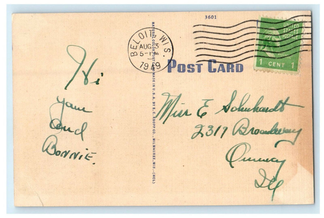 1949 Public Library, Beloit Wisconsin WI Vintage Posted Postcard
