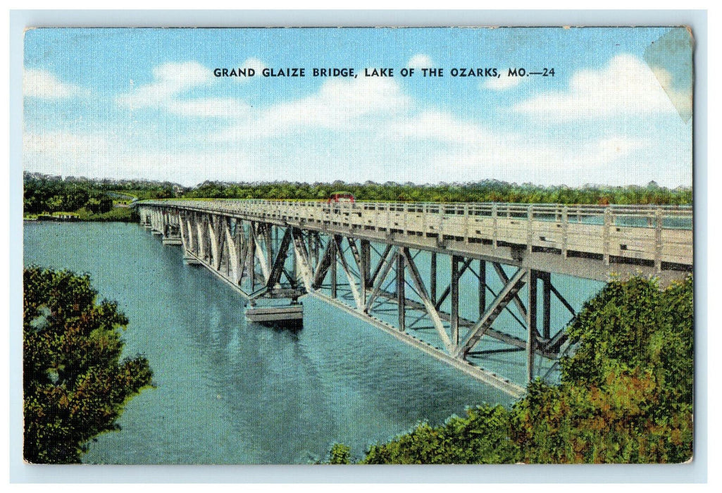 c1940s Grand Glaize Bridge Lake of the Ozarks Missouri MO Unposted Postcard