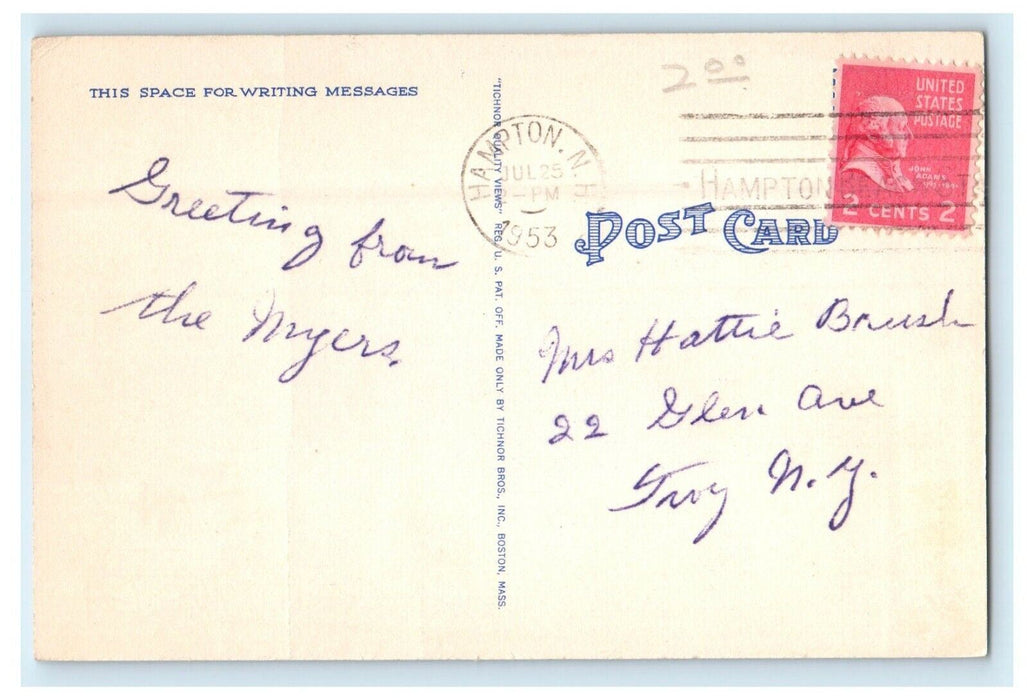 1953 Boardwalk & Beach Scene At Hampton Beach New Hampshire NH Vintage Postcard