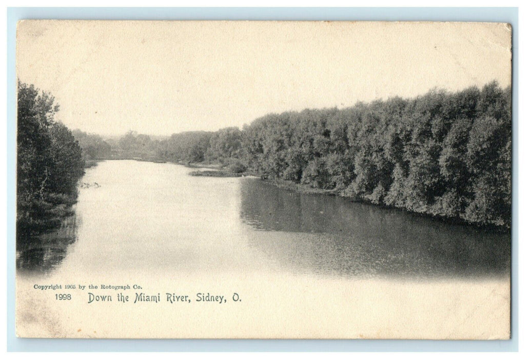 c1905 Down Miami River Sidney Ohio OH Unposted Antique Postcard