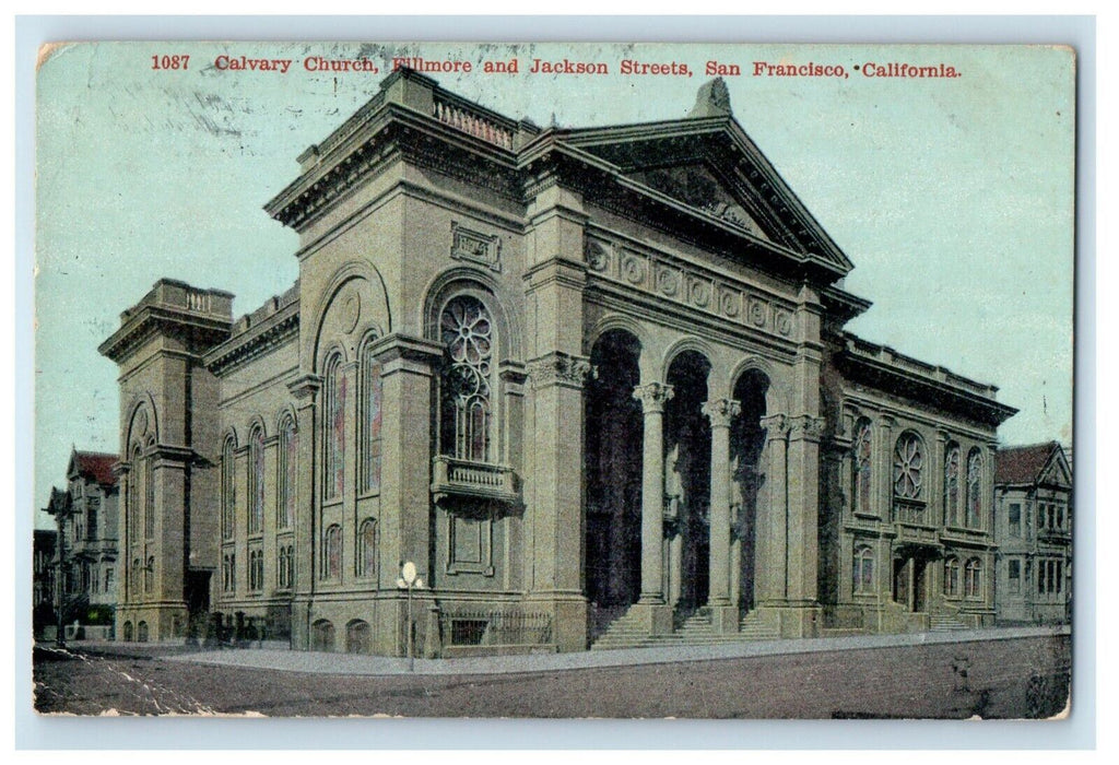 1909 Calvary Church Fillmore Jackson Street San Francisco California CA Postcard