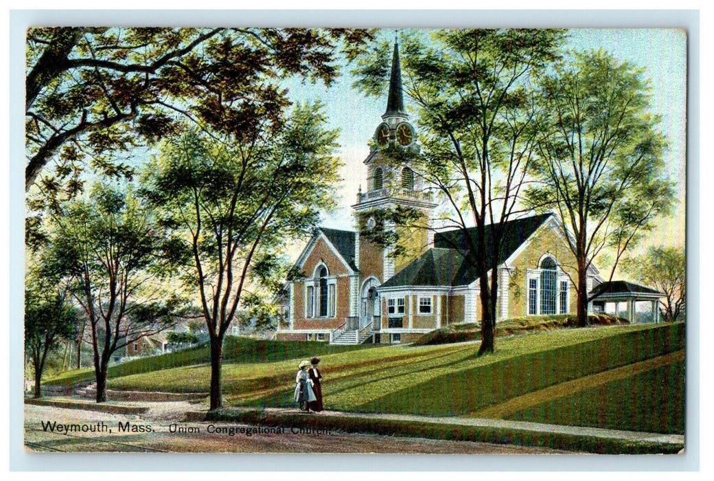 c1910 Weymouth Massachusetts MA, Union Congregational Church Antique Postcard