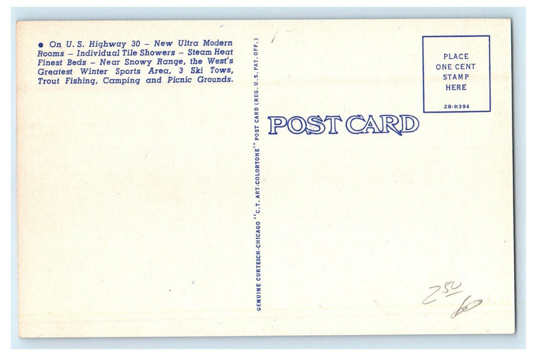 c1940s Branding Iron Auto Lodge Laramie, Wyoming WY Unposted Postcard