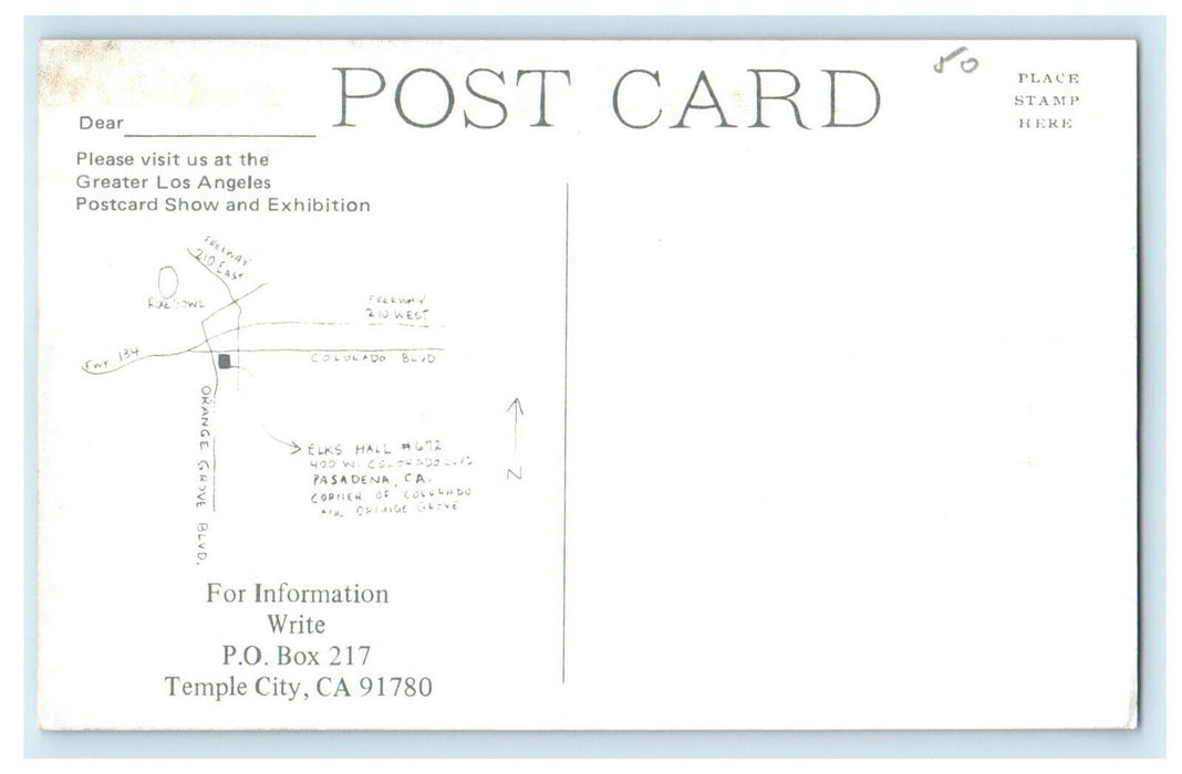 c1980s Greater Los Angeles Postcard Show and Exhibition Advertising Postcard