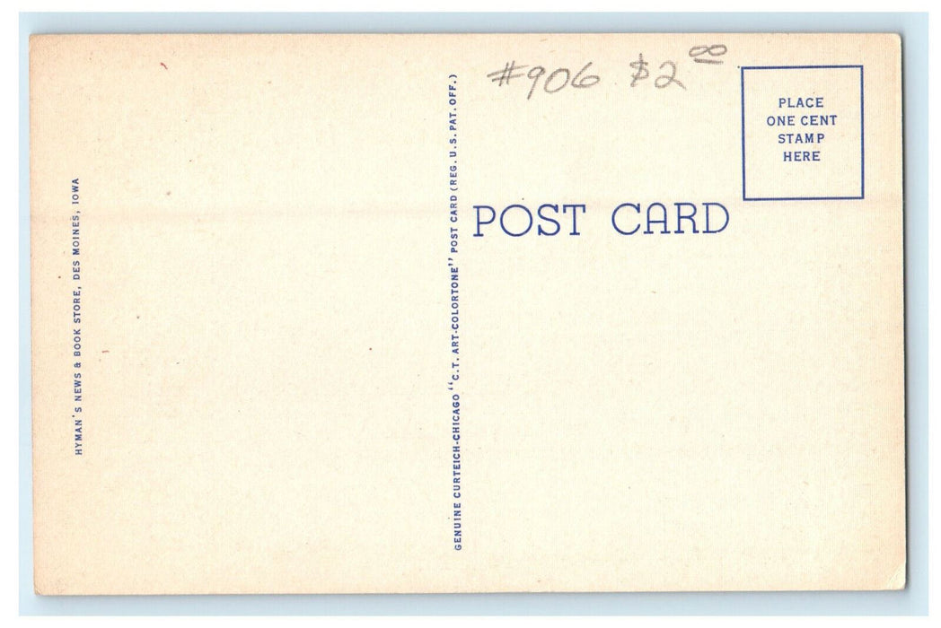 c1940s Des Moines River, Des Moines Iowa IA Unposted Vintage Postcard
