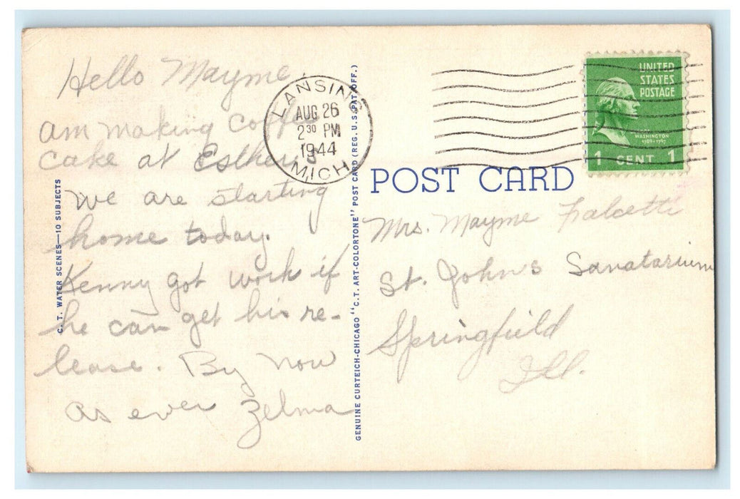1944 Greetings from Bay City State Park Michigan MI Posted Postcard