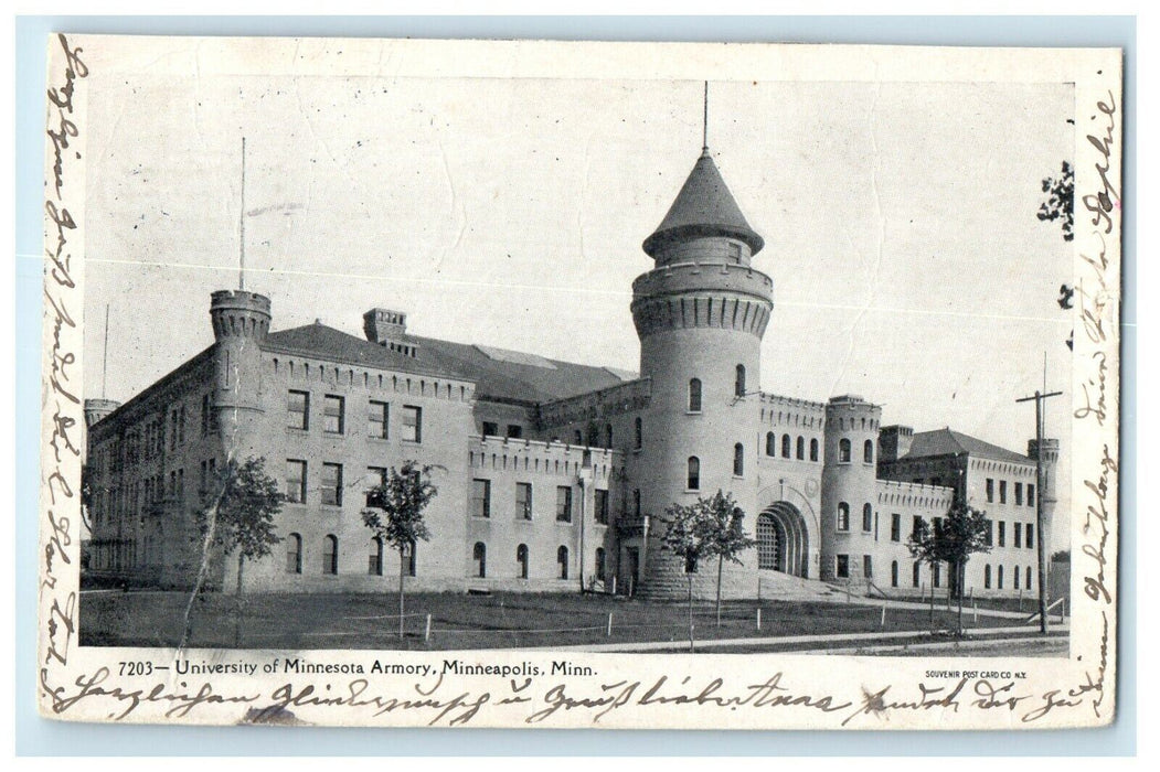 c1905 University Of Minnesota Armory Minneapolis MT Posted Antique Postcard