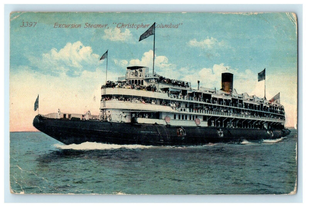c1910's Excursion Steamer Ship Christopher Columbus Wisconsin WI Postcard
