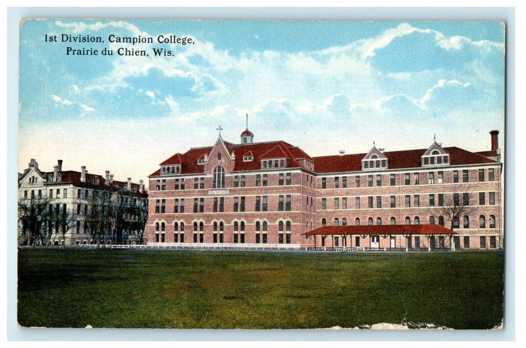 c1920's 1st Division Campion College Prairie Du Chien Wisconsin WI Postcard